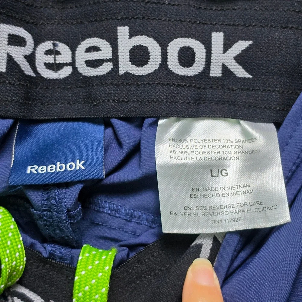 Reebok Athletic Pants Men Large Blue Polyester Spandex Track Joggers